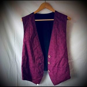 Vintage Dark Purple Floral Vest